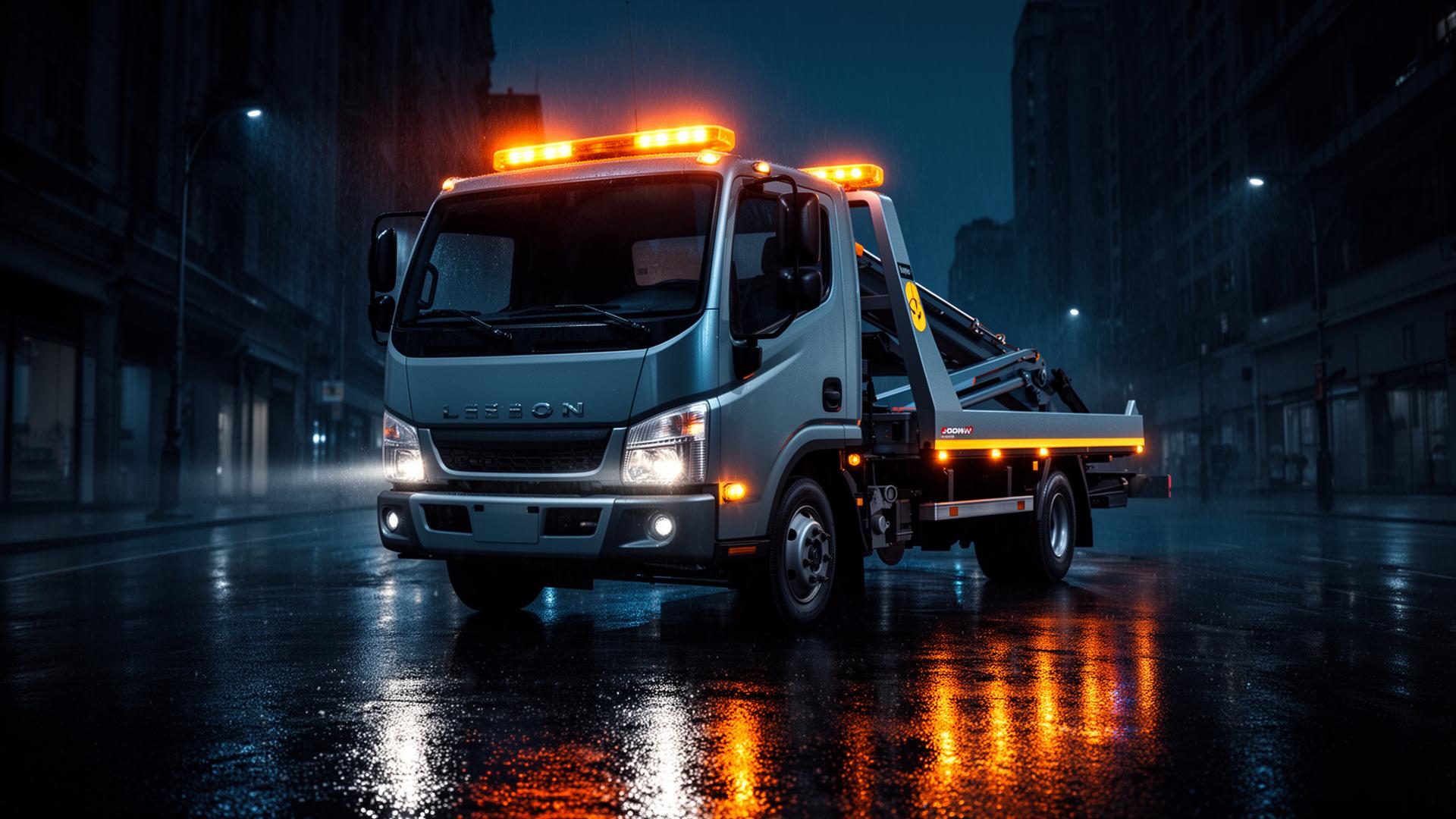 Guincho profissional em ação na cidade